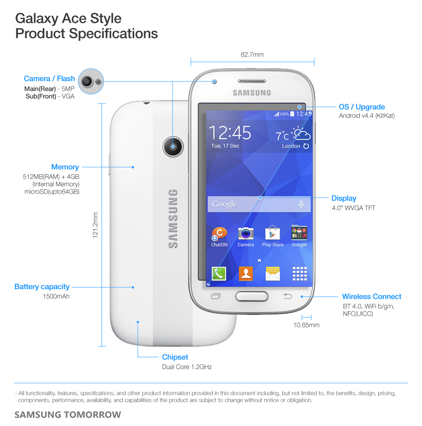 สเปค Samsung Galaxy Ace Style