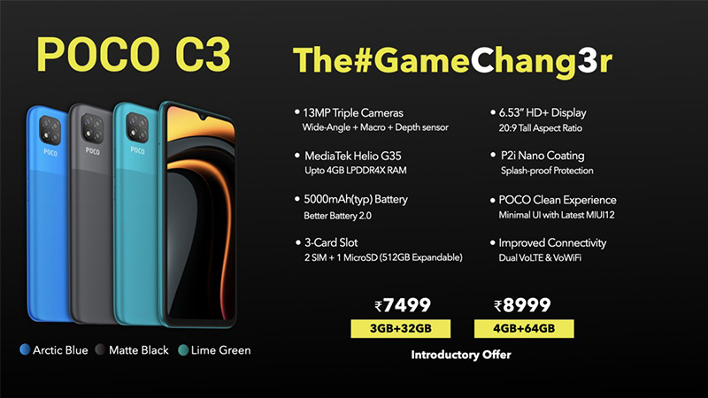 เปิดตัว Poco C3 สมาร์ทโฟนราคาถูกที่สุดของค่าย มาพร้อม CPU Helio G35 กล้อง 3 ตัว แบต 5000mAh