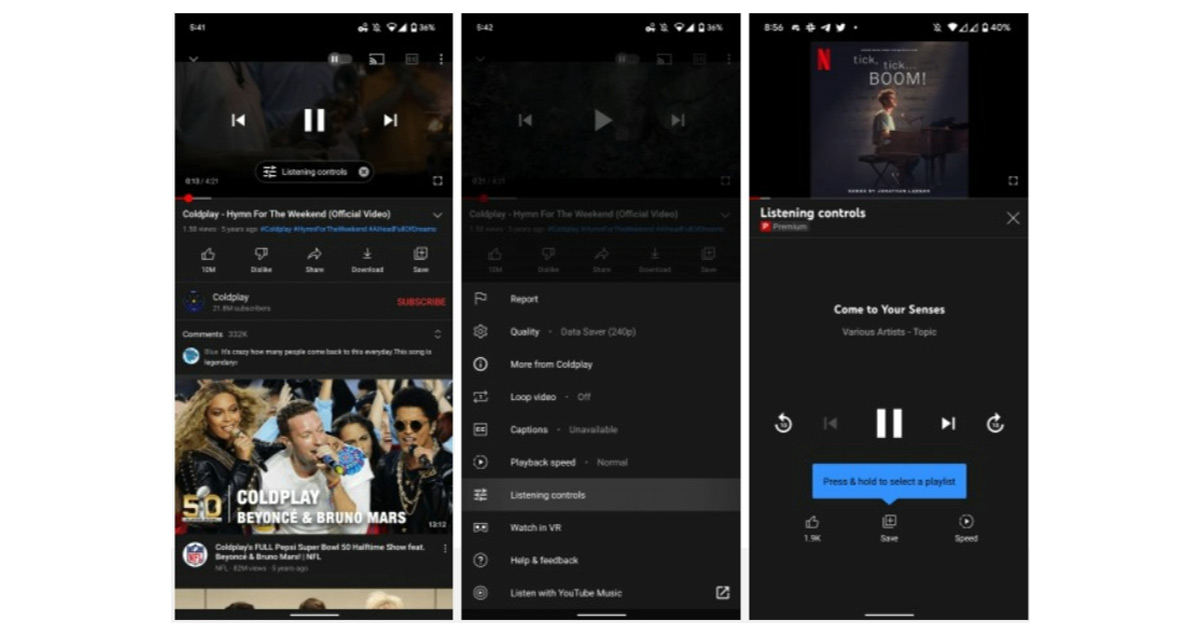 YouTube เพิ่มฟีเจอร์ Listening Controls สำหรับการฟังเพลงบนแอปทั้ง iOS และ Android