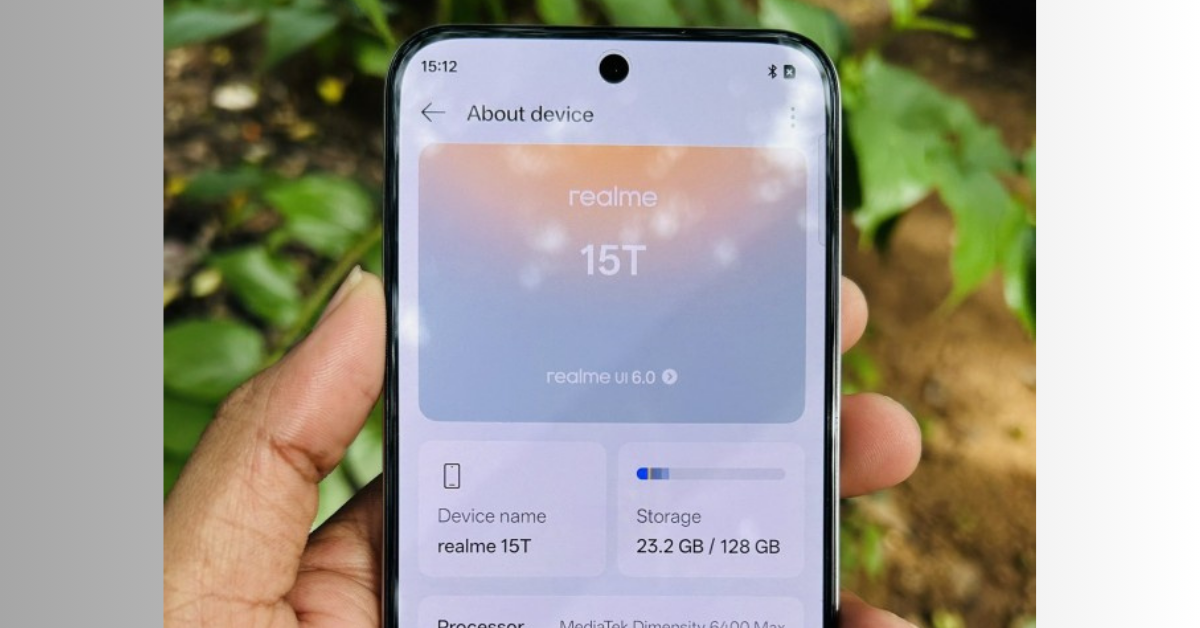 หลุด Realme 15T ใช้ชิป Dimensity 6400 Max และแบตสุดอึด 7,000 mAh