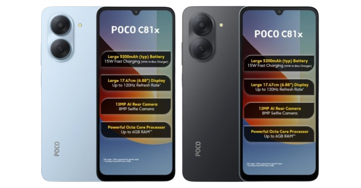เปิดตัว Poco C81 และ C81x สมาร์ทโฟนสุดคุ้ม แบตเตอรี่ใหญ่ พร้อมการันตีอัปเดตซอฟต์แวร์ยาวนาน
